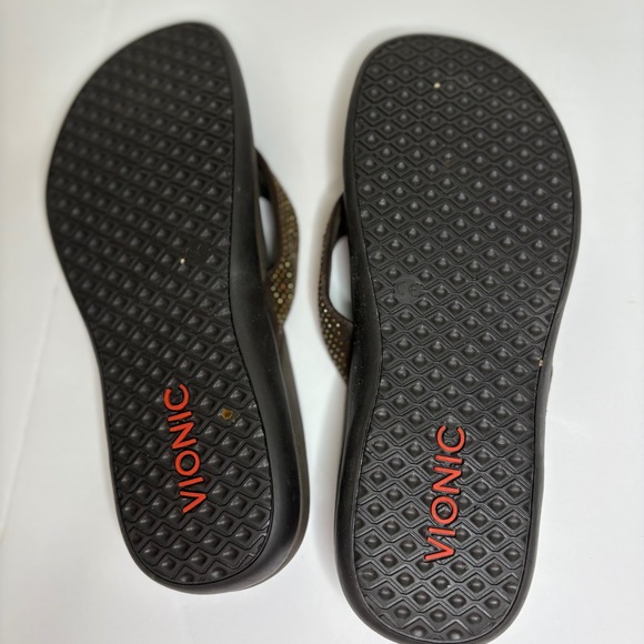 Vionic Women Brown Embellished Flip Flop Sandals Thong Beach Pool Size 8 - Picture 5 of 5